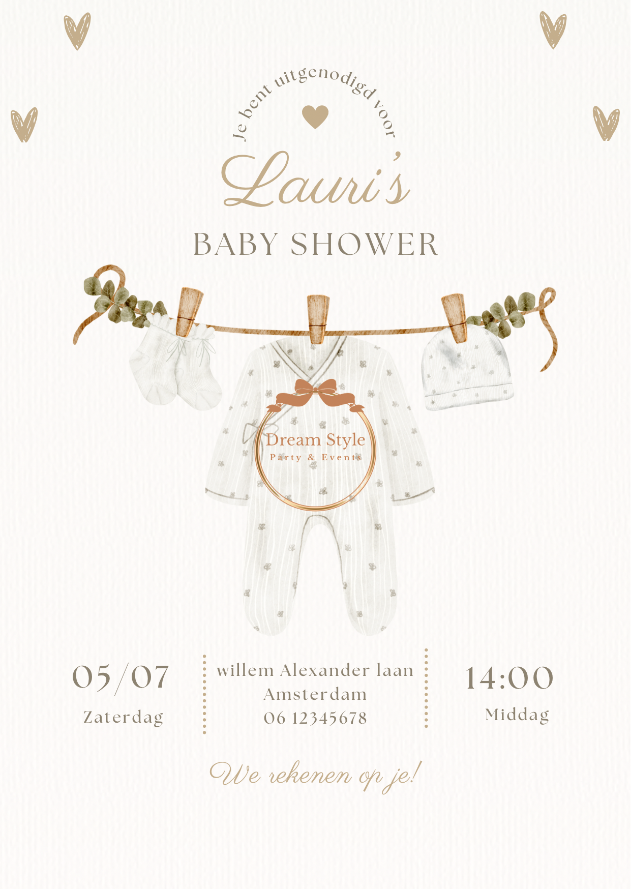 Gepersonaliseerde Babyshower uitnodiging