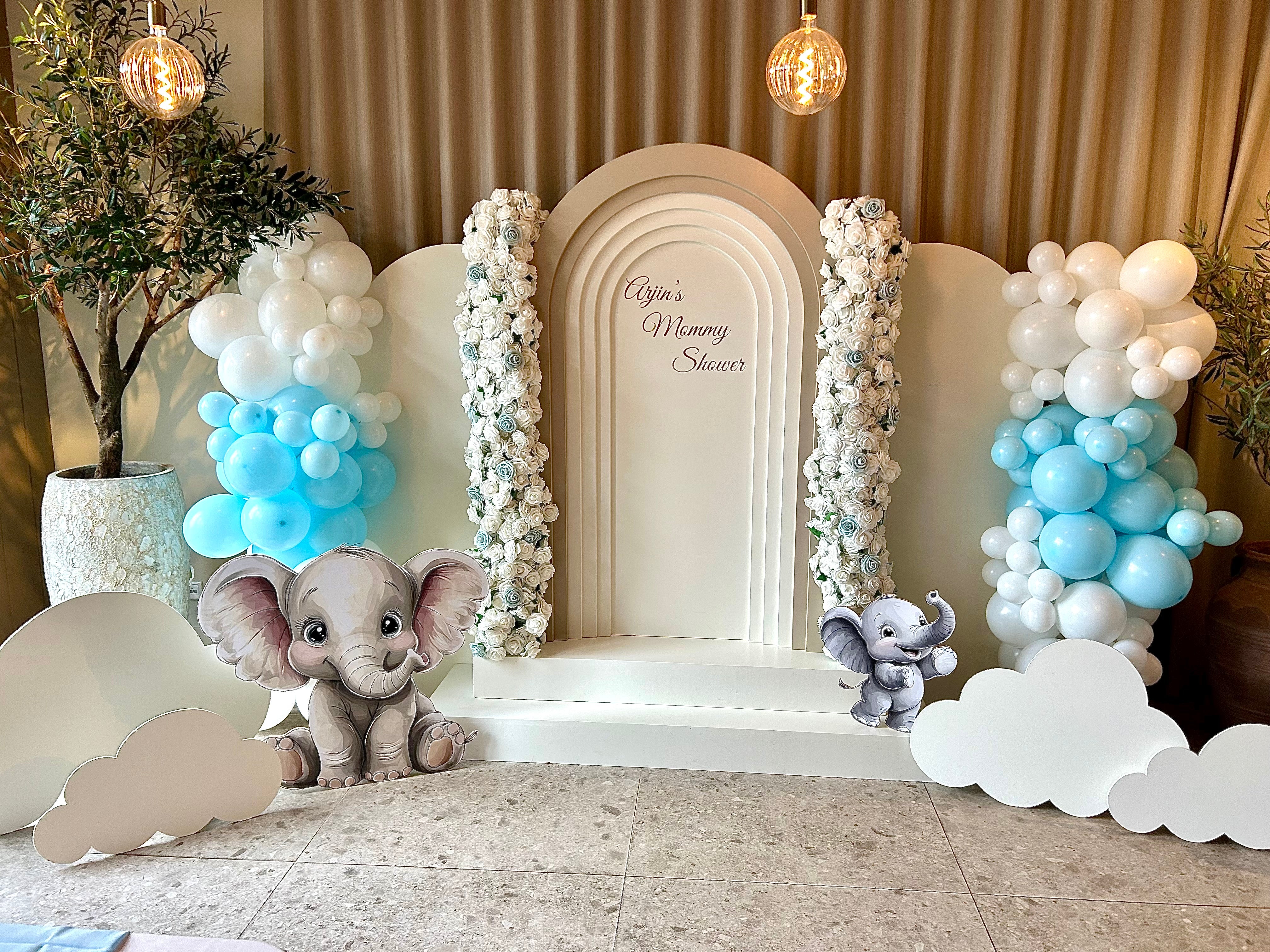 Tafeldecoratie 20 personen + Backdrop olifant