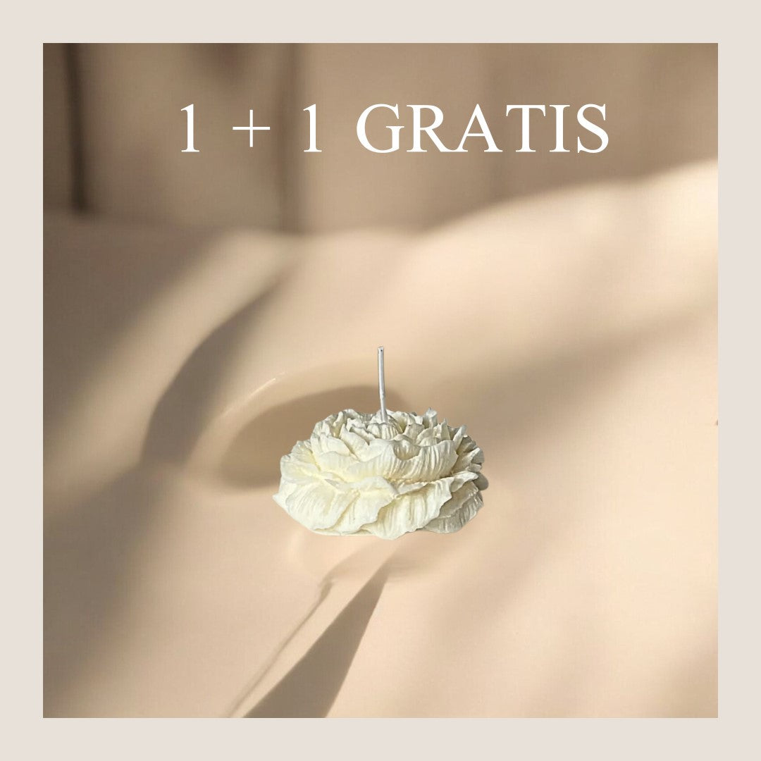 Bloem kaars wit 1 + 1 GRATIS