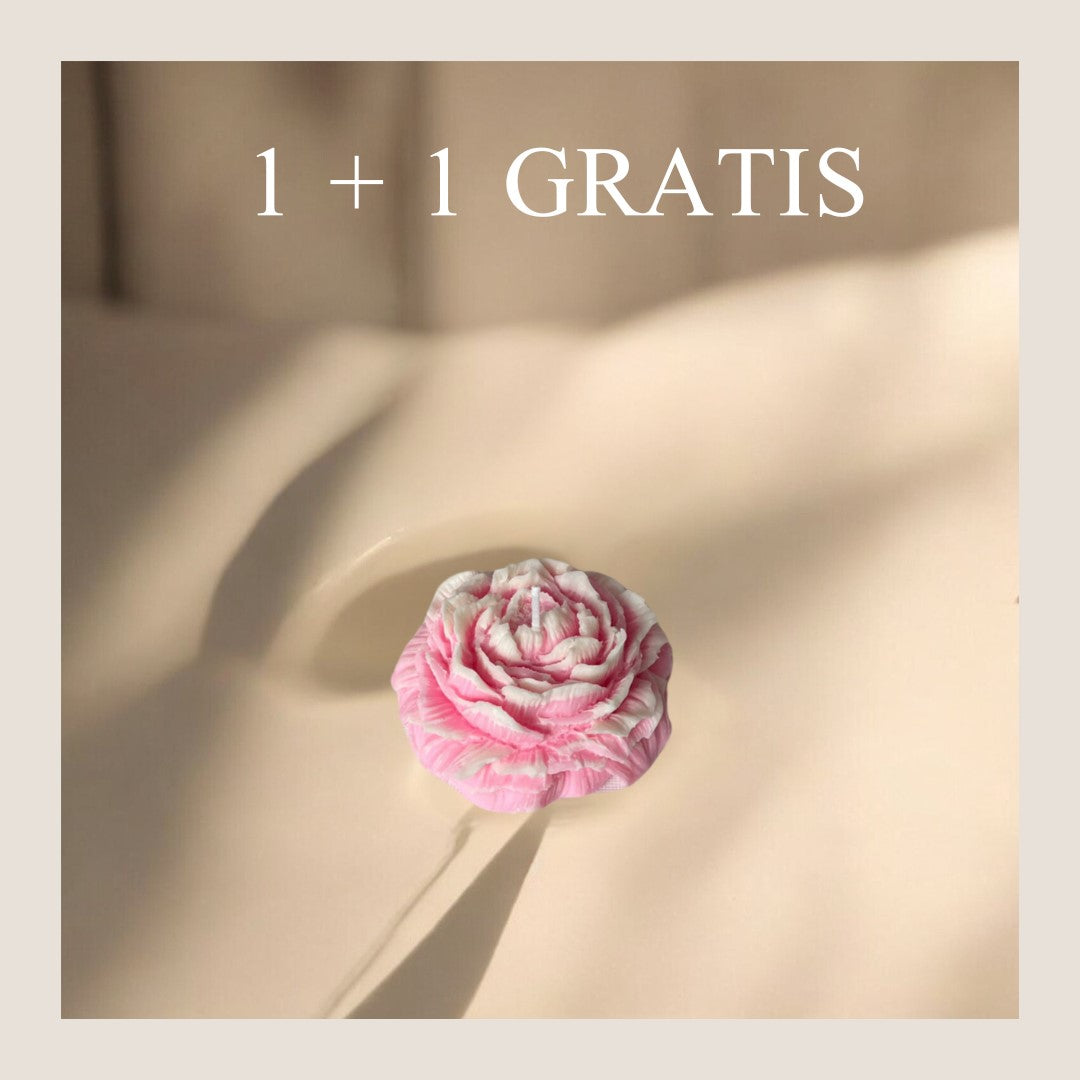 Bloem kaars roze 1 + 1 GRATIS